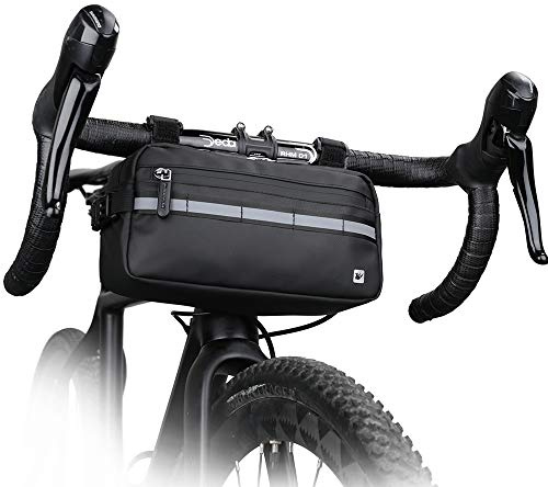 Rhinowalk Borsa da bici impermeabile per manubrio da bici, borsa anteriore per bicicletta, borsa a tracolla per sport, bicicletta, accessori professionali per ciclismo, nero