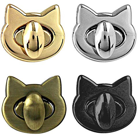 YSTJKD Cierre Bolsa Bricolaje Hardware Broches De Bloqueo Cerradura Bolsa Metal Broches Bolso Coser Accesorios Cierre Decorativa para Bricolaje Bolso De Hombro Bronce Negro Plata Dorado 4 Pcs