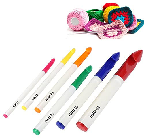 6Pcs Häkelnadelset Große, 7 mm bis 20 mm Tunesische Häkelnadel Garnhakennadeln Nadeln Häkelhaken Stricknadeln Handwerk Set