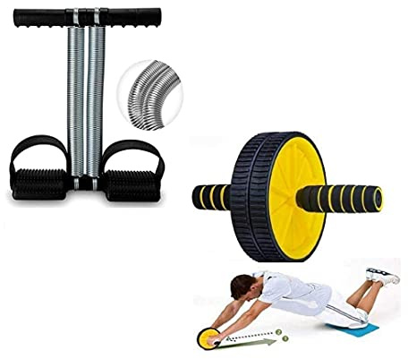Kalindri Sports Doppelfeder Bauchschneider und Doppelrad AB Roller Combo für Bauchmuskeln, Bauchmuskeltraining, Rückentraining, Krafttraining, Heimstu...