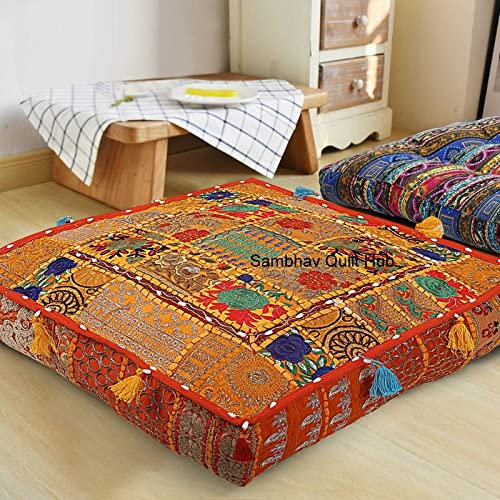 Cuscino quadrato da pavimento patchwork, 89 x 88,9 cm, grande, a forma di scatola, ipoallergenico, ideale per meditazione, cuscino ottomano mandala, letti per cani, lettini, cucce per animali
