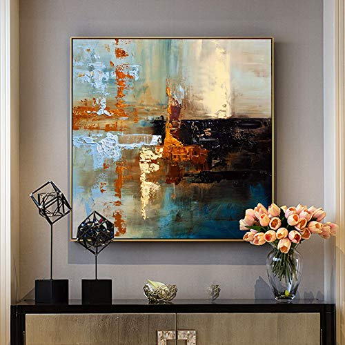 Quadri Astratti Dipinti A Mano Su Tela,100% Dipinto A Mano Moderna Astratta Americana Pittura Ad Olio Su Tela Arte Murale Decorazione Senza Cornice Per La Casa Della Stanza Dal Vivo, 90X90 Cm (35,4X3