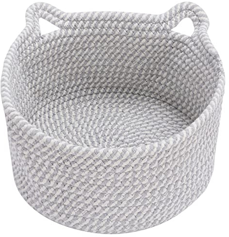 Linkidea Panier à papier toilette, panier de rangement en corde de coton tissée, boîte d'organisation décorative de salle de bain, plateau rond ouvert pour rouleaux de papier toilette, support de