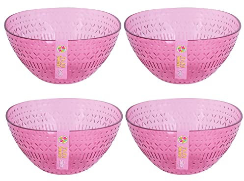 YöL Set of 4 Small Bowls Plastic Pink Aztec Design Reusable Summer Party BBQ Ice Cream Bowl Sundae Snack