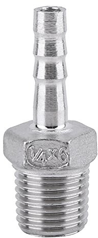 BORDSTRACT Accesorios de espiga para manguera SS304 Rosca macho acero inoxidable Conector cola manguera espiga BSP 1/8~3/4 para conectar tubería de aire, tubería de combustible, tubería (1/4×6mm)
