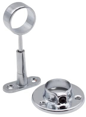 DOJA Barcelona | Support Tringle Penderie | 2 Support pour Barre + 2 Support avec Bride pour Penderie | Rond Ø 25mm | Zinc-Aluminium, Acier | pour Armoire Penderie Vetement, Tringle Rideau Plafond
