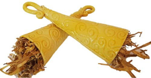 Insektenhotel Käferzipfel Käferglocke Nisthilfe Keramik Handarbeit (2-er Pack, Sonnenkringel gelb)