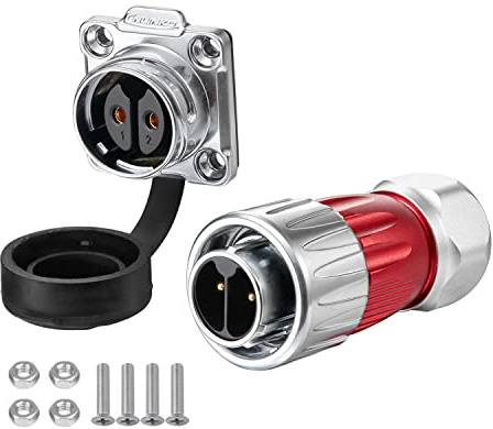 CNLINKO DH-20 Industrieller Wasserdichter Steckverbinder IP67, 2 Polig | Rundsteckverbinder, Metall, Luftfahrtstecker, Polig Mit Schutzvorrichtungen, Aviation-Anschluss, M20 Flanschbuchse