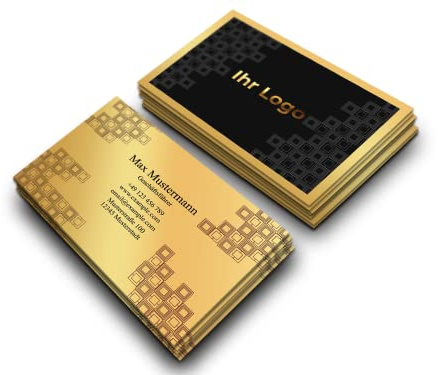 Premium Visitenkarten personalisiert (85x55mm), Premium Papier, hochwertiger Druck + hohe Qualität, selbst gestalten für Business Unternehmen, Startup & privat (Shiny Gold)