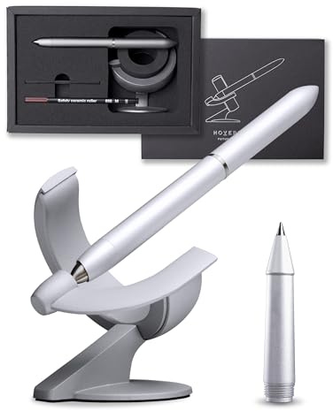 novium Hoverpen 3.0 Future Edition – lyxpenna för män – unik högteknologisk rymdinspirerad design, fri rotation (rullbollsversion - Frost Silver)