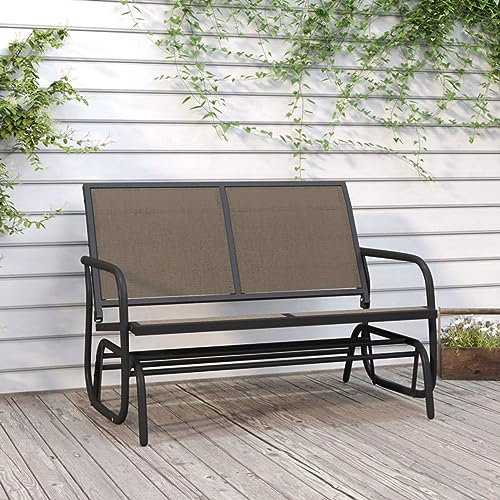 ZEYUAN Garten-Schaukelbank Braun 120,5x76x86,5 cm Textilen & Stahl, Hollywoodschaukel, Gartenschaukel, Garten Schaukel, Outdoor Schaukel