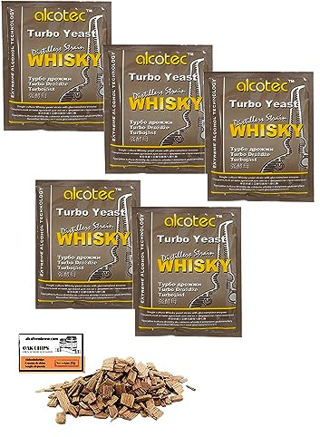 5 x Turbohefe - Alcotec Whisky 73g, Hefe zur Gärung, Turbo Hefe, Hefe für Maische, Hefe für die Gärung, Wodka-Hefe