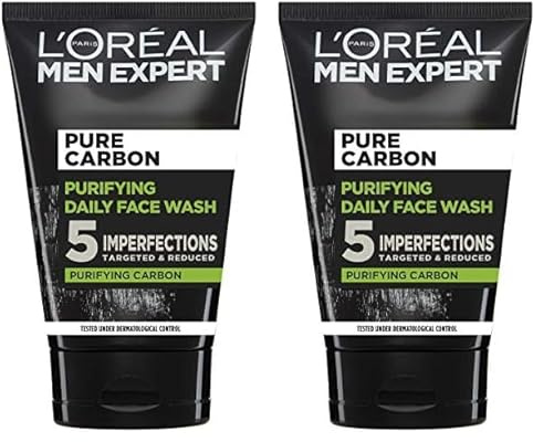 L'Oréal Paris Men Expert Face Wash Pure Charcoal, Glycerin, and Salicylic acid - Blackhead Cleanser for Men, 100 ml (Pack of 2)