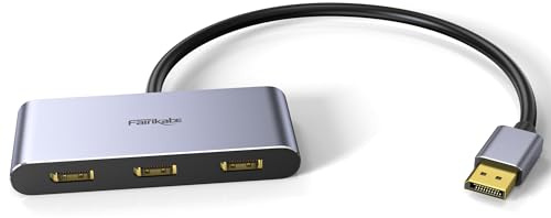 Divisor DisplayPort 1.4 de 3 puertos – DisplayPort MST Hub Monitor Splitter, soporta un solo 8K, Dual 4K 120Hz, 60Hz y 1080p 60Hz – Solo Windows