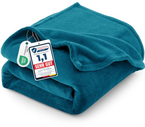 CozyLux Kuscheldecke Flauschig Decke 220x240 - XXL Flanell Kuscheldecke Groß, Weiche Sofa Decke, Warme Fleecedecke Wohndecke für 4 Jahreszeiten, Leicht Sofa Überwurf, Blanket 220x240 cm, Türkis