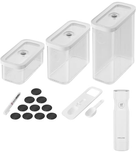 ZWILLING Fresh & Save Cube Box Starter Set, 5-teilig, Kunststoff, luftdichter Trockenfutterbehälter, mittelgroßes Würfel-Set mit Pumpe