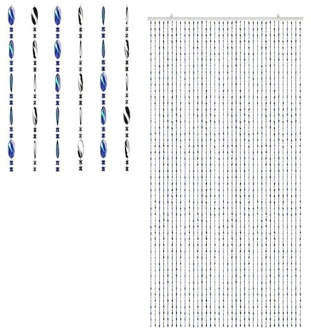 Acrylic Beaded Door Curtain Hanging FLy Screen Summer Blind (Blue Silver Beaded Door Curtain)