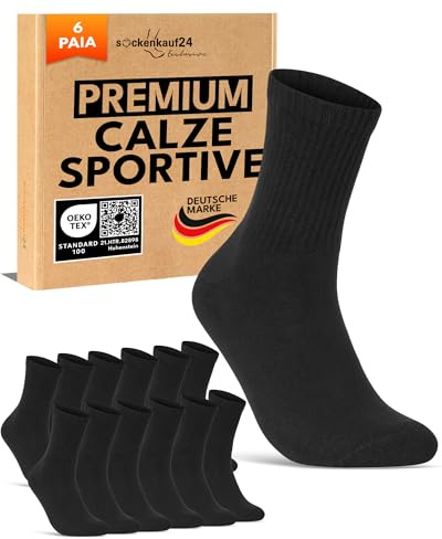 6 Paar Tennissocken Herren 39-42 Schwarz Sportsocken Atmungsaktiv Herrensocken Baumwolle Retro Crew Socken (Schwarz 39-42)