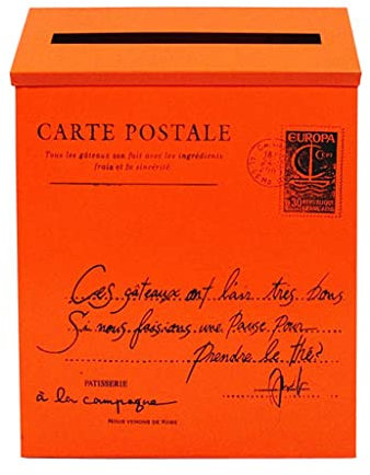 Buzón grande de metal galvanizado americano vintage | Buzón de pared con cerradura | para decoración del hogar rural | 23 x 6 x 30 cm, color naranja