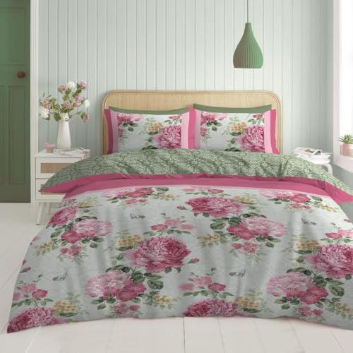 GC GAVENO CAVAILIA Kingsize 4 Piece Complete Bedding Set - Polyester Cotton Floral 1x Quilt Cover With 2x Pillow Cases & 1x Fitted Sheet All in One Set - Easycare - Multi