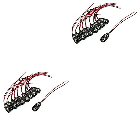 CONGARTENO 20piezas De Batería Tipo i Cable De Clip para Proyectos Electrónicos y Color Negro Material