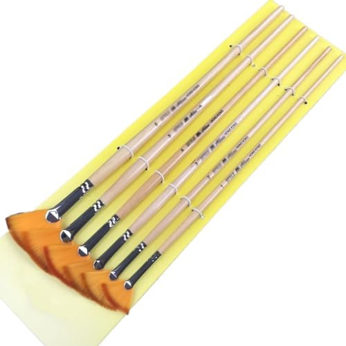 MOKLYF Aquarellstift aus weicher Nylonwolle, Aquarellpulver, fächerförmiger Pinsel, Farbe, 6-teiliges Set, Pinsel, Künstlerbedarf(