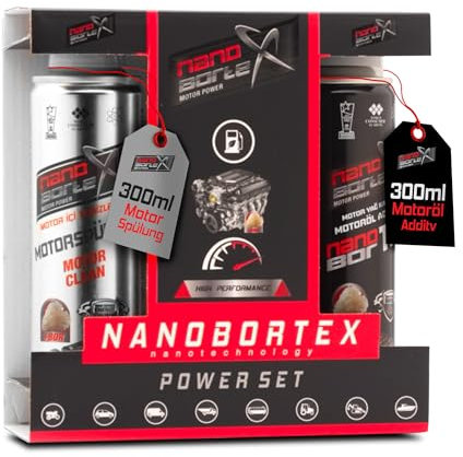 NanoBorTeX Öl Additiv + Motorspülung - Performance Set mit NanoBor für Motorschutz und Bor Motorbeschichtung - reduziert Reibung, verbessert Leistung, spart Kraftstoff, reinigt & schützt den Motor