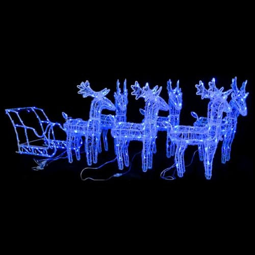 XGWKCNV Furniture Select-Rentiere & Schlitten Weihnachtsdeko 320 LEDs Acryl
