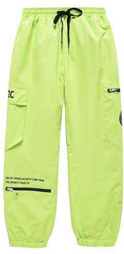 FUPODD Schneehose Damen Winter Wasserdicht Gummizug Atmungsaktiv Skihose Damen Herren Baggy Warm Snowboardhose High Waist Outdoor Thermo Skihosen Lang Weit Ski Hosen Für Männer Frauen Große Größen