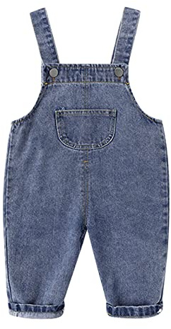 Dungarees Jeans - Overol de mezclilla para niños pequeños, pantalones holgados con tirantes, pantalones para bebés y niñas, pantalones casuales azules y grises con bolsillo, azul, 2-3 años