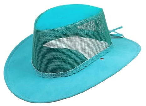 Outbacker Australischer Sommerhut aus Mikrofaser mit Netz-Block inkl.Kinnband wasserfest mit UV Schutz Farbe Aqua, Größe L I 58-59 cm