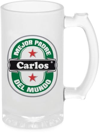Jarra de Cerveza Personalizada Cristal 500 ml Regalo Hombre Papá Día del Padre Cumpleaños (Mejor padre del mundo)