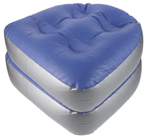 BAZEITFLOW 2pcs Inflatable Bath Seat Cushion Suction Cups Blue Thickened Portable Spa Shower Cushion Pads Adult Bathtub Seat for Bathroom Accessories