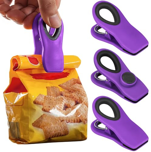 10 Stück Beutelklammern mit magnetischen, Lebensmittel-Clips, Chip-Clips, Beutelklammern zur Aufbewahrung von Lebensmitteln mit luftdichtem Verschluss, für Brotbeutel, Snackbeutel und