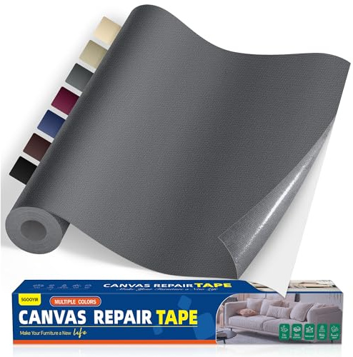 Flicken Selbstklebend Stoff, Selbstklebend Textilklebeband Dunkelgrau | Wasserdichtes Leinwand Stoff Selbstklebend Reparatur Patches, Reparaturflicken für Zelte, Sofa, Markise, Stühle
