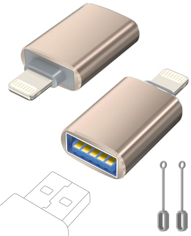 layajia Lightning auf USB Adapter, iPhone USB Lightning Stick Adapter Kompakter für iPhone 14 13 12 11 Pro Max, Unterstützt USB Flash Drive, Hubs, MIDI Keyboard, Maus, Kamera, Kartenleser - 2 Pack