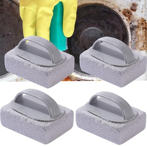 WYFCR 4PCS Grill Nettoyage Pierre, Pierre de Nettoyage pour Barbecue avec Poignées, Set de Pierre Ponce Réutilisable, Pumice Stone pour Nettoyer Grilles, Cuisine et Salle de Bain
