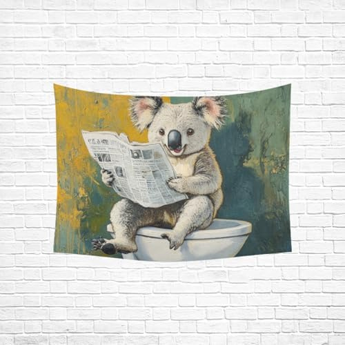 siphylline Divertente koala vintage toilette lettura giornale arazzo da parete per camera da letto Decor