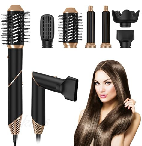 Journeyside Spazzola ad Aria Calda per Capelli 6 in 1, 1000 W Airstyler Asciugacapelli con Diffusore, Asciugacapelli Multifunzione per Styling, 3 Temperature per Asciugare,Lisciare,Volumizzare