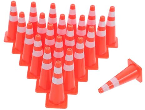 HOOTNEE 20stücke Miniatur-verkehrsschilder Straßenparkschilder Simulationsspielzeug Für Junge Mädchen Kunststoff-verkehrsspielzeug Konstruktionsspielzeug Barrikade-Set Für Baustellen-dekor