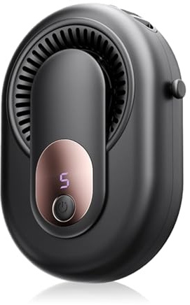 Handheld Mini Fans, Portable Neck Hanging Fan, Eyelash/Desktop/Clip on/Waist Fan, USB Rechargeable, 5 Speeds Adjustable, Strong Airflow, 3500mA for Desk Travel Office Outdoor Sport (Black)