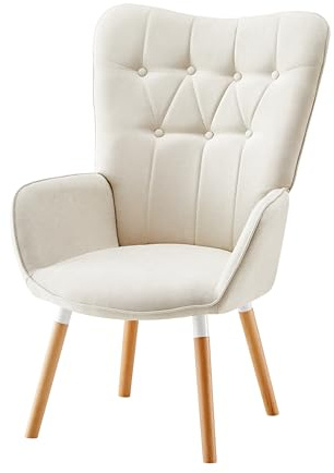 HOME DESIGN & CONFORT® Butacas de Salón Especial de Tela | Sillón Relax con Diseño Moderno y Ergonómico (Requiere Montaje) (Beige sin Botones)