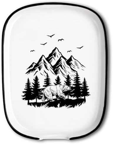 ANATTASOUL Repose Cuillère Cuisine en Céramique 15 * 11.5cm, Support pour Ustensiles de Cuisine, Porte-Cuillère pour Spatules,Pinces, Cuillères à Café ou Ustensiles（Ours des bois）