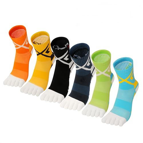 DOLAFO Calzini con Dita da Sportivi per Uomo Traspiranti Corsa Calze Running Sport Football Calzini Caviglia Atletici Traspirante 6 Paia (IT, Numero, 39, 46, Regular, Regular, Multicolore 1)