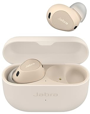 Jabra Elite 10 Wireless In-Ear Bluetooth Earbuds Advanced Active Noise Cancellation, 6 built-in Microphones and Dolby Atmos Sound - Cream (Renewed)
