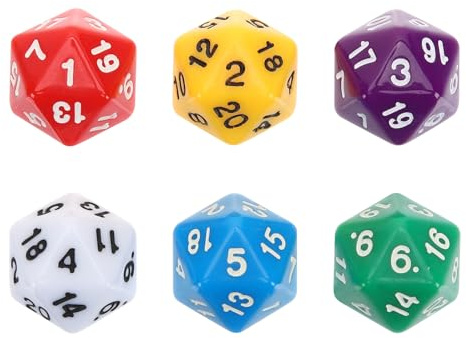Abaodam Set 12 Dadi Poliedrici a 20 Facce in Acrilico Multicolore, Numeri Grandi Leggibili, per Giochi di Ruolo da Tavolo, Attività Educative e Giochi Matematici in Classe
