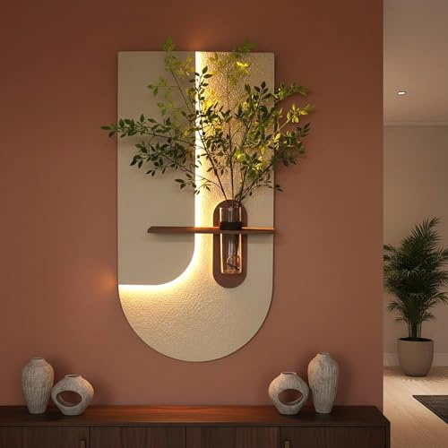 Arnusa 3D Wandbild mit LED-Beleuchtung & dekorativer Glasvase WD001 Wanddekoration 100 x 50 cm