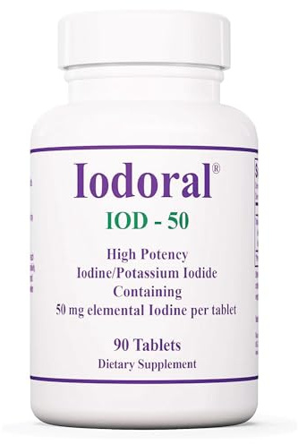 Optimox Iodoral 50 mg - Iodine & Potassium Iodide Supplement for Thyroid & Immune System Support- Non-GMO & Gluten-Free - 90 Servings - 90 Count