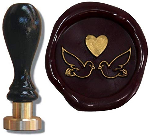 Siegel Stempel Petschaft verliebte Tauben 24 mm für Hochzeit, Siegelstempel Taube Vogel Herz Liebe