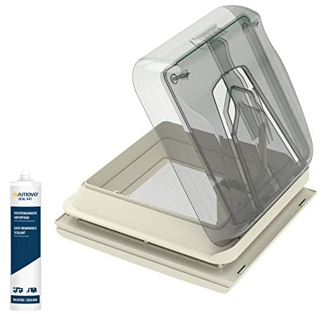 Fiamma Vent 28 x 28 cm Klar | Chrystal | Dachhaube Dachluke | wahlweise mit Dichtmittel | 28F (1x Vent 28 + Dichtmittel)